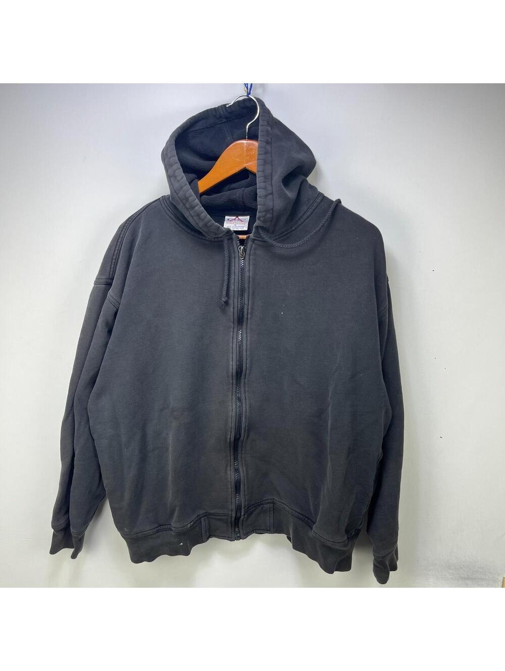 Vintage 90s Sun Faded Black Full Zip Blank Hoodie  XL